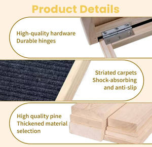 Factory Price Wooden Pets Ladder Pet Stairs <strong>Dog</strong> Pets <strong>Ramp</strong> with Non-Slip Carpet Adjustable Heights for High Bed <strong>Dogs</strong> &amp; Cats Use - Product Image 2