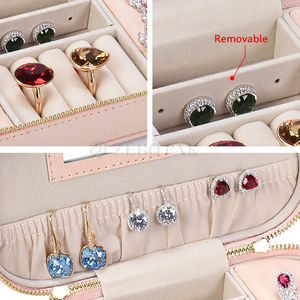 De Voyage En Cuir <span class=keywords><strong>Bijoux</strong></span> Organisateur De Rangement <span class=keywords><strong>avec</strong></span> <span class=keywords><strong>Miroir</strong></span> pour Bagues Boucles D'oreilles Collier Cadeaux pour Les Femmes - Product Image 4