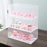Vitrine de comptoir en acrylique transparent à 3 étagères, écologique, avec serrure, non assemblée, pour objets de collection