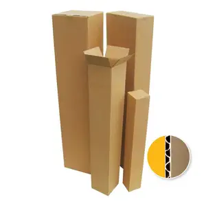 recycled corrugated cardboard tall shipping carton box for posters plastic rolls