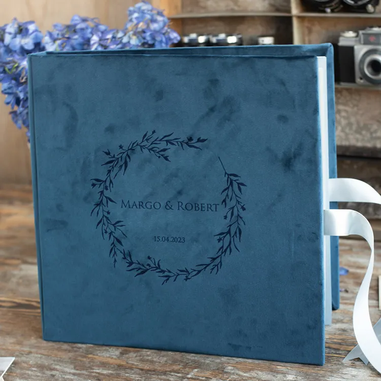 Libro de invitados de boda de terciopelo A5, para recepción, lujo, para bodas