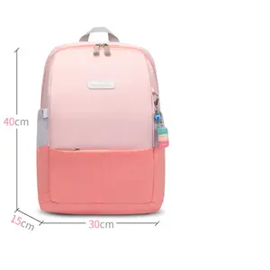 Fábrica al por mayor logotipo personalizado perfecto ángulo agudo portátil mochila de alta calidad mochilas escolares para niña en rosa miel