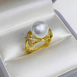 10610 Accessoires de perles DIY, support de bague en argent S925 avec perles rondes de 12-13 mm, apprêts de bijoux tendance, taille 6 mm - Product Image 2