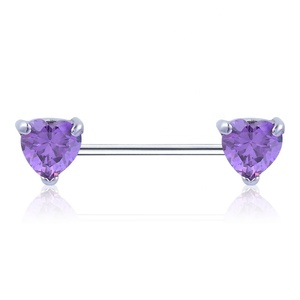 Anneaux de tétons en acier inoxydable en forme de cœur avec zircon, bijoux de piercing corporel sexy pour femme - Product Image 5
