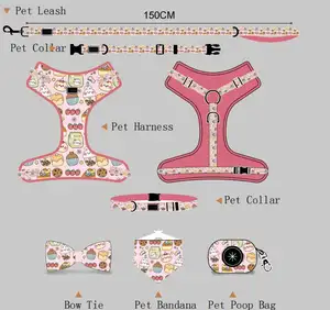 No Pull Custom Dog Cat Harness Set For Pet Cheap Adjustable Luxury Designer Dog Harness Custom Oem Logo Pet Supplies