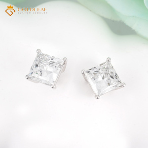 Goldleafgem <b>Fine</b> 1.5CT VVS2 18K White Gold Princess Cut Lab Grown Diamond <b>Stud</b> <b>Earrings</b> Claw Setting <b>Earring</b> Jewelry IGI Report - Product Image 4
