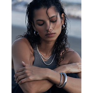 Sans ternissement 18K plaqué or acier inoxydable 3mm <span class=keywords><strong>Dan</strong></span> forme S chaîne collier Bracelet pour femmes minimaliste étanche bijoux - Product Image 5