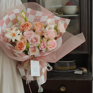 Bouquet de fleurs en fil doux et léger, visage de brume coréenne, emballage en <span class=keywords><strong>gaze</strong></span> doublé de matériel de fleuriste en <span class=keywords><strong>gaze</strong></span> - Product Image 3