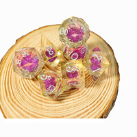 Jeu de dés liquides Polyhedron en feuille d'or, accessoires de jeu de table RGP, dés à noyau liquide en résine D&D, cadeaux