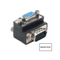 Adaptor VGA Male ke Female Sudut Kanan 90 Derajat Berlapis Emas Tembaga ABS Merek OEM untuk Kartu TV Monitor