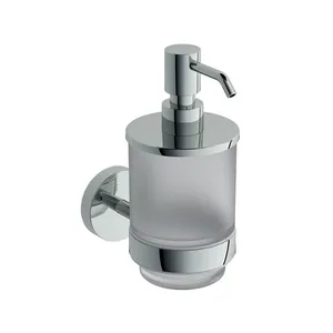 Dispensador de jabón de alta calidad, soporte de acero inoxidable y botella de vidrio para dispensador de jabón de baño