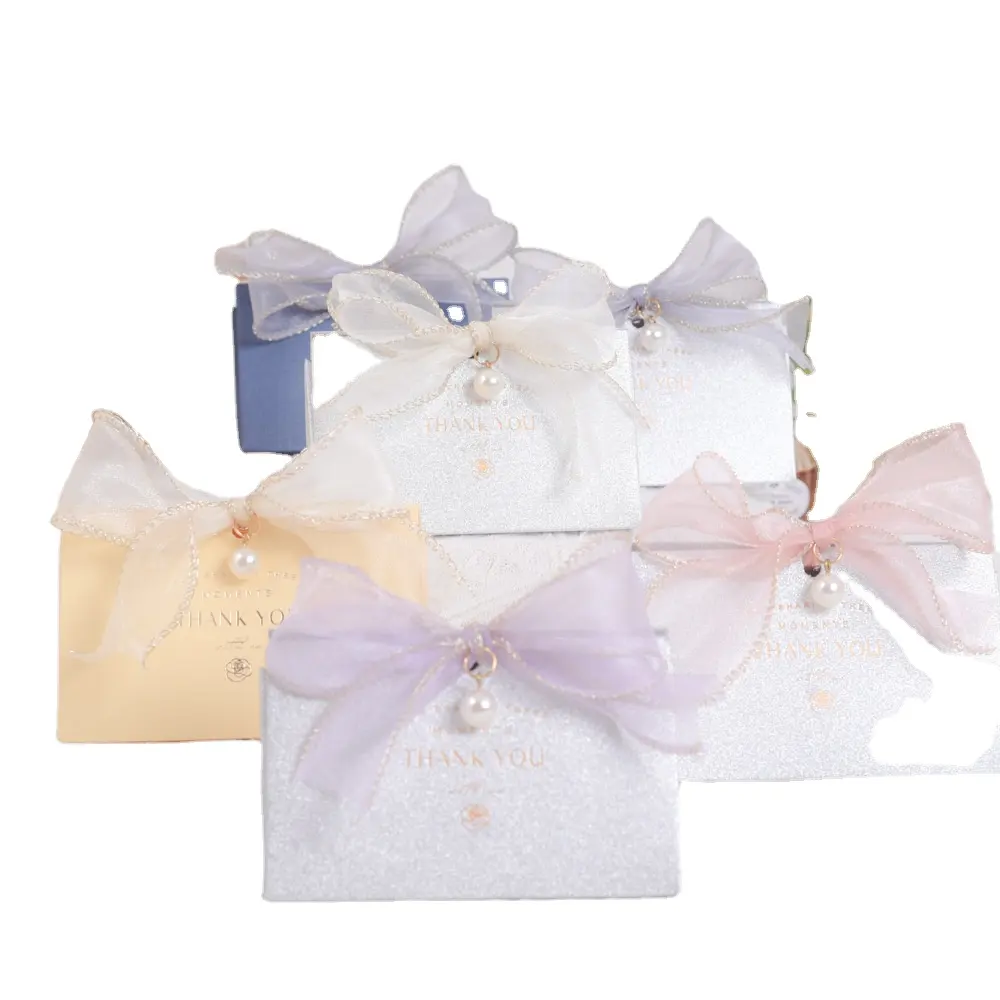 wholesale Wedding small thank you candy bags wedding gift thank you favor packaging boxes with ribbon