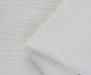 天然100% 有机棉轻质实心双纱起皱平纹薄纱襁褓毯婴儿面料