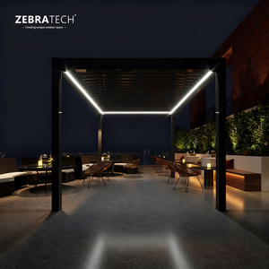 Pergola bioclimatique certifiée CE avec toit en aluminium à lames motorisées, gris foncé, LED en option pour pavillon <span class=keywords><strong>de</strong></span> <span class=keywords><strong>jardin</strong></span> - Product Image 5