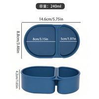 Boîte à lunch en silicone de qualité alimentaire à double compartiment avec couvercle, pliable, anti-fuite, pour pique-nique, usage domestique, 0-1L
