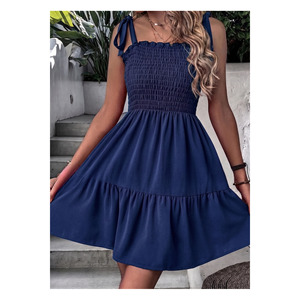 Women's Viscose Flowy Midi <b>Dress</b> Wide Strap 90 Cm Casual Wear - Product Image 1
