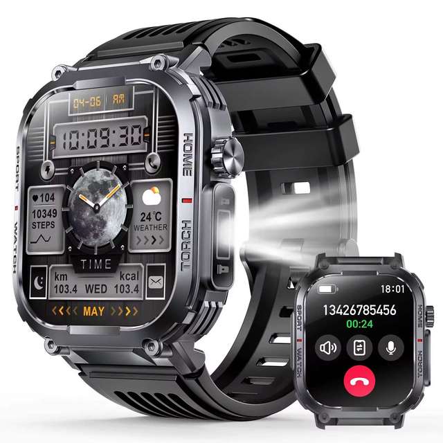 New Men's Smartwatch S320B Watch with LED Lighting Function Compass 2.02 Inch TFT Sports Outdoor Fitness Band Music Control