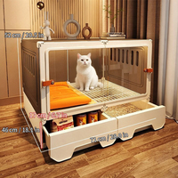 Grande cage pour chat d'intérieur avec tiroir à litière extractible et armoire de rangement inférieure