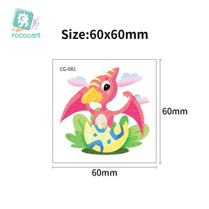 Autocollants de tatouage temporaire à transfert d'eau à paillettes motif dessin animé pour enfants, mignons petits dinosaures, <span class=keywords><strong>film</strong></span> d'eau pour tatouage transfrontalier - Product Image 4