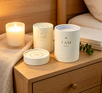 Boîte cadeau personnalisée de haute qualité, luxueuse et biodégradable pour bougies, avec finition de laminage mat, bougies coniques de forme ronde