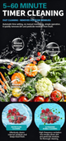 RVS fruit- en groentewasmachine, instelbare wastijd, digitaal display, meerdere programma's, maatwerk