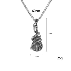 Corrente Masculina 2026, Colar de Aço Inoxidável Estilo <span class=keywords><strong>Rock</strong></span> Punk com Pingente de Guitarra - Product Image 2
