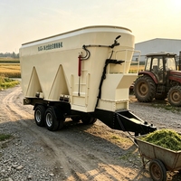 Remorque mélangeuse verticale TMR à double essieu pour ensilage et paille, idéale pour l'élevage