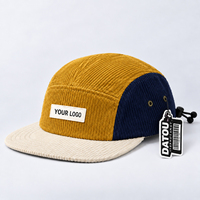 Casquette de baseball unisexe réglable en velours côtelé épais, avec blocs de couleur contrastants et étiquette tissée personnalisée, fabrication OEM ODM à prix abordable