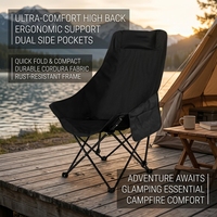 Chaise lune à dossier haut en acier durable pour le camping, la piscine, le pont ou le quai de pêche, avec pieds antidérapants