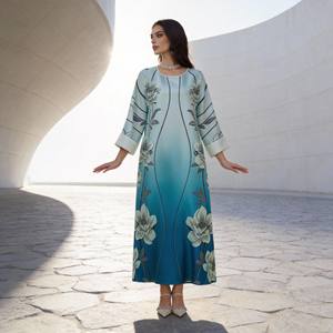 Abaya de luxe en polyester imprimé, nouveau style, pour femmes musulmanes, sur mesure, pour les occasions spéciales, vente en gros - Product Image 1