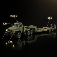 Camion RC Hobbi Grade 6x6 avec remorque tracteur télécommandé 2,4 GHz LED 30 min ABS+Métal 3 canaux Intérieur-Extérieur Cadeau Hobby Chargeur