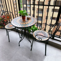 Ensemble de table et de chaises de balcon modernes en alliage d'aluminium mosaïque européen pour hôtel, loisirs en plein air