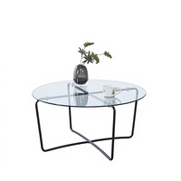 Table Basse Européenne Au Design Minimaliste Dessus De Table D'appoint En Verre Trempé Avec Siège Doux Salon