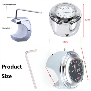 Horloge de guidon étanche en aluminium pour <span class=keywords><strong>moto</strong></span>, avec thermomètre intégré, format 7/8 pouces, pour accessoires de carrosserie <span class=keywords><strong>moto</strong></span>, livraison rapide (RTS) - Product Image 5