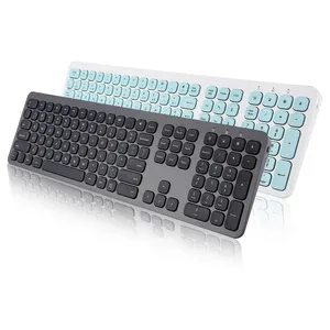 Conquer Slim Designed 2.4Ghz Wireless USB Keyboard Full Size Ergonomic Noiseless keyboard for PC Office Home Laptops
