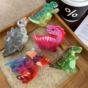 Pinces à cheveux d'animaux en acrylique de créateur, pinces à cheveux colorées et mignonnes de <span class=keywords><strong>dinosaure</strong></span> pour femmes et filles, accessoires de cheveux - Product Image 1