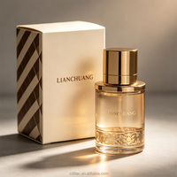 Vente en gros de flacons de parfum en verre vides de haute qualité, 50 ml, forme cylindrique, avec bouchon magnétique, impression dorée personnalisée et boîte cadeau