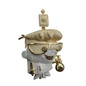 Pendentif Pirate avec Strass en Argent 925, Moissanite et Alliage de Zinc, Style Hip-Hop, Breloque Unisexe, Cadeau - Product Image 1