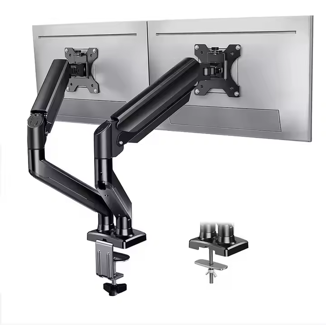 Dual Monitor Stand Adjustable Spring Desk Mount Swivel Vesa Bracket Mounting Base 17"-32" Alloy Steel VESA 75x75/100x100mm Black