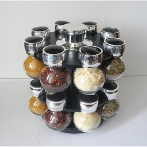 Glassware Tournant Collection, <strong>Revolving</strong> Countertop Carousel Herb and <strong>Spice</strong> <strong>Rack</strong> With 3.5 Oz Glass Jars (Set of 16 Jars) - Product Image 1