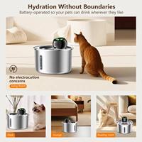 Fontaine à eau automatique sans fil pour chat en acier inoxydable, écologique, alimentée par batterie, 3L, avec capteur de mouvement