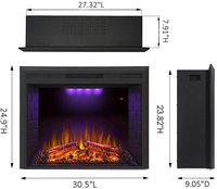 Luxstar 28 Garniture Insert Réaliste Cheminée Électrique Chauffage LED Top Light 3 Couleurs Installation Intégrée pour Usage Domestique Hôtel