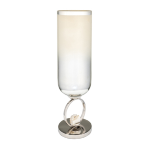 Vaso in vetro con base in metallo, moderno centrotavola decorativo per il soggiorno - Product Image 2