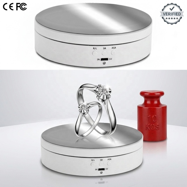 13.8cm 360 Degree 3 Speeds Electric Motorized Rotating Turntable Display Stand for Photography Shooting Jewelry and Watches