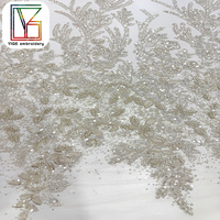 Tissu en dentelle française de haute qualité avec sequins, tissu en dentelle perlée de luxe, tissu en dentelle africaine pour robes de mariée blanches