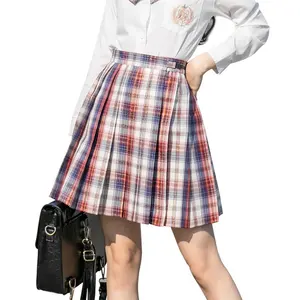베스트 셀러 여성 격자 무늬 스커트 높은 허리 일본 학교 유니폼 미니 스커트