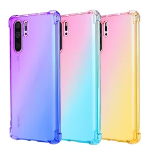 2019 सेल फोन कवर के लिए HUAWEI P30 लाइट Shockproof TPU स्पष्ट रंग ढाल, HUAWEI के लिए मामले डे Celulares P30 प्रो सेल्यूलर मामले