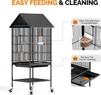 VINGLI Cage à oiseaux durable en fer avec support roulant pour perroquets, calopsittes, perruches, agapornis et petits/moyens oiseaux (50 po H, toit en forme de spire)
