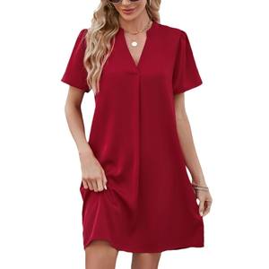 Ultimo abito da donna americano Plus Size abiti <span class=keywords><strong>in</strong></span> lino con scollo a v tinta unita con maniche a pipistrello/ - Product Image 6