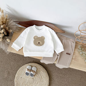 Conjunto Casual de Dos Piezas <span class=keywords><strong>para</strong></span> Bebé, Estilo Primavera-Otoño, Sudadera con Parche de <span class=keywords><strong>Osito</strong></span> de Peluche, Pantalones de Color Sólido, Transpirable y Personalizable - Product Image 4